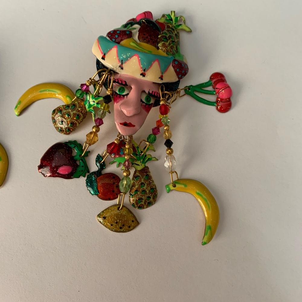 Rare Lunch At The Ritz LATR Couture Carmen Miranda Statement Earrings Large Long